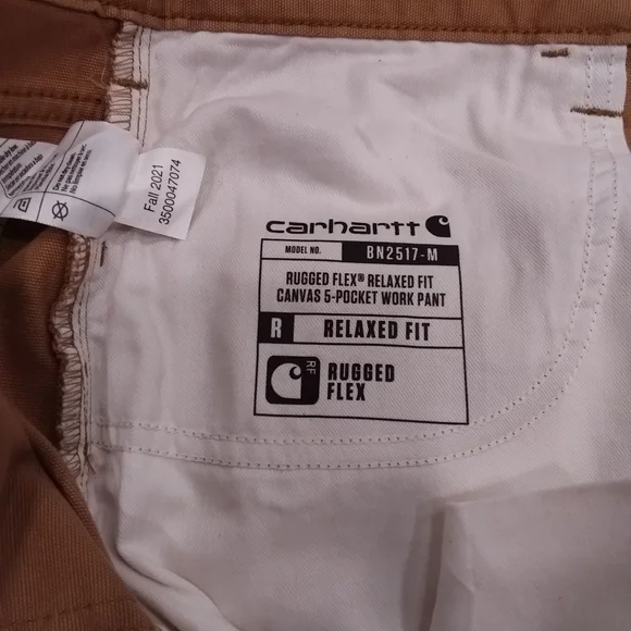 Men's Carhartt Canvas Rugged Flex Relaxed Five Pocket Work Pants 32Wx32L NWT - Picture 12 of 13